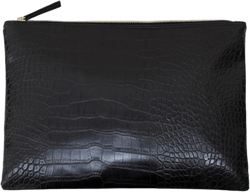 Women Clutches Crocodile Grain PU Leather Envelope Clutch Bag Black