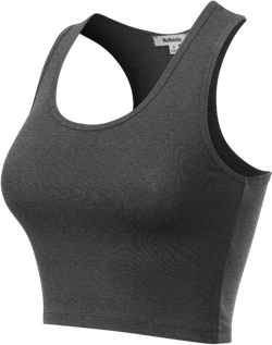 MixMatchy Women's Casual Basic Sports Crop Tank Tops Racerback Running Yoga Tanks Cotton Sleeveless Gym Shirts Medium Charcoal