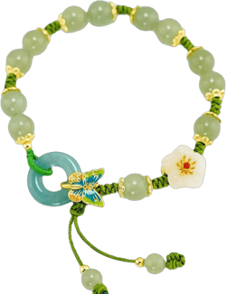 Harry and Henry Jade Bracelet for Women Flower Bracelet Bead Bracelet Natural Jade Stone Bracelet Butterfly Bracelet Beaded Rope Bracelet Christmas Gifts Stocking Stuffers A1:Green