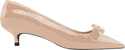 LEMUTISME Women's Stylish Pointed Toe Patent Leather Comfort Slip On Dressy Low Kitten Heel Cute Bow Pumps Shoes 9 Nude