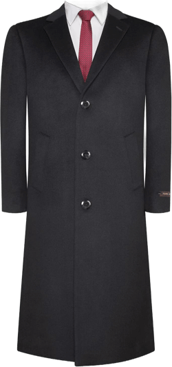 P&L Men‘s Top Coat Premium Wool Blend Overcoat Winter Long Trench Pea Coat For Men 50 Black