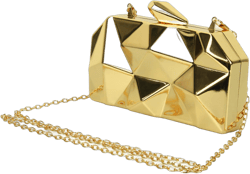 AmoVee Clutch with Chain Strap, Clutch Purses for Women Wedding，Evening Handbag for Party, Prom and Formal Occasion (Shiny Gold)