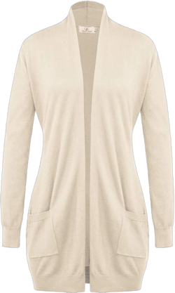 GRACE KARIN Women's Casual Open Front Cardigan Long Knitted Sweaters Shrug with Pockets Beige Large