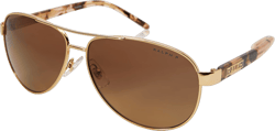 Ralph by Ralph Lauren Women's RA4004 Aviator Sunglasses, Shiny Gold/Polarized Yellow Gradient Brown, 59 mm