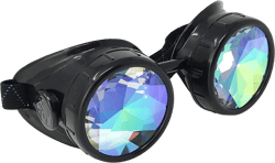 Steampunk Mad Scientist Goggles Rave Glasses Costume Eye Protection Goggles Welding Style Black Kaleidoscope