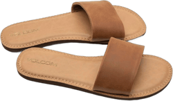 Volcom Women's Simple Synthetic Leather Strap Slide Sandal 10 Tan - New