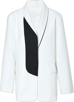 Black White Color Block Blazer for Women Notched Lapel Long Sleeve Loose Fit Jacket Oversized Coat Medium White