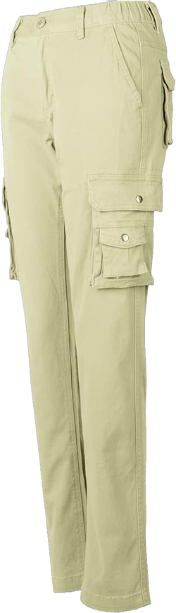OCHENTA Women's Cotton Stretch Casual Cargo Pants Como Combat Straight Leg with Multi Pockets 16 Khaki