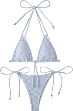 Bikini Sets for Women Push up Halter Backless V Neck String Thong High Cut Bathing Suits Sexy Cheeky Ladies Swimsuits A01_light Blue Small