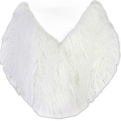 RomanticDesign Women Faux Fur Shawl Fluffy Bridal Wedding Sleeveless Wrap Warm Winter Stole Cape for Prom Evening Party White One Size