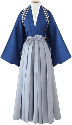 Unisex Kendo Hakama Aikido Japanese Traditional Samurai Kimono Warrior Martial Arts Uniform Pants Outfit Large 01-blue