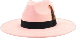 LIDHAY Big Wide Brim Fedora Hats for Women Men Western Suede Hat Panama Hat Outdoor Hats One Size Skin Pink
