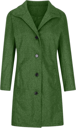 Women Winter Wool Blend Coat Ladies Single Breasted Pea Coat Elegant Winter Lapel Trench Jacket Overcoat Outwear Pockets X-Large Green
