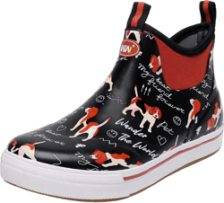 WTW Unisex Rain Boots for Men and Women, Waterproof Rubber Fishing Deck Boots Neoprene Boots Slip on Ankle Garden Shoes 11 Women/9 Men Dog