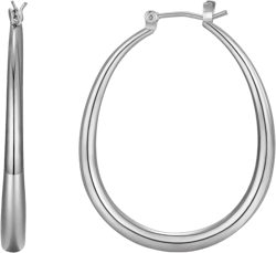Chunky Hoop Earrings for Women - 14k Gold Plated with 925 Sterling Silver Post Oval Hoop Earrings Jewelry Gift for Women silver
