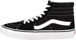 VANS Sk8-Hi Unisex Casual High-Top Skate Shoes, Comfortable and Durable in Signature Waffle Rubber Sole 6 Women/4.5 Men Black/Black/White