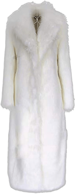 Women Warm Long Sleeve Parka Faux Fur Coat Lapel Full-Length Outwear Maxi Fluffy Faux Fur Overcoat X-Large White