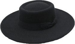 Top Hat for Women Felt Jazz Fedora Hats with Ribbon Elegant Lady 8.5CM Wide Brim Panama Church Cap Derby Wedding Cap One Size Black