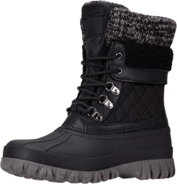 CAMEL CROWN Snow Boots for Women - Waterproof Booties with Warm Fur Lined Lace-up Shoes for Winter Outdoor 8 Black