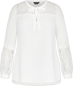 CITY CHIC |  Women's Plus Size  Mysterious Lace Top - Ivory  -  20W