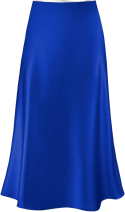 Women's Satin High Waist Hidden Elasticized Waistband Flared Casual A Line Midi Skirt Large Royal Blue