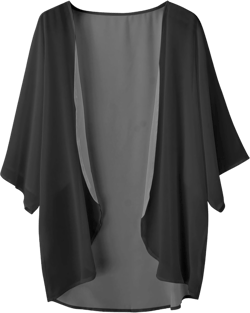 Women Chiffon Kimono Cardigan,Dressy 3/4 Sleeve Chiffon Open Front Lightweight Summer Blouse Tops,Sheer Beach Cover Up Black Small
