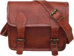 9" small Leather messenger bag shoulder bag cross body vintage messenger bag for women & men satchel man purse compatible with Ipad and tablet Brown