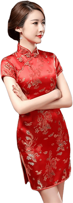 Chinese Style Dress Improves Cheongsam Temperament, Retro Long Silk Printed Daily Banquet Women's Performance Clothing Large Red
