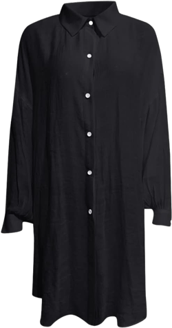 Oversized Cotton Linen Button Down Shirts for Women Long Sleeve Tunic Tops Soft Cmofy Cover Ups Tshirts Cardigan Black