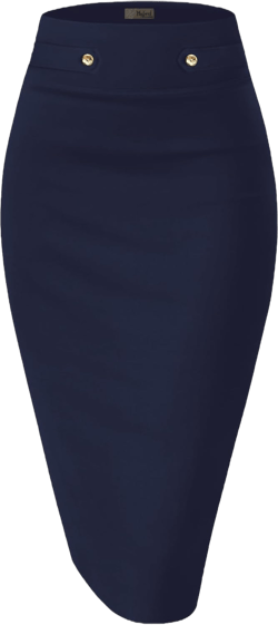 Hybrid & Company Womens Pencil Skirt Premium Nylon Ponte Stretch Office Made in The USA Below Knee Small Navy