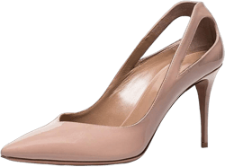 YDN Women Cutout Pointed Toe High Heels Formal Outfit Slip On Pumps Office Ladies Dress Patent Leather Shoes Size 4-15 US 9 Nude