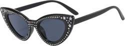 IKANOO Cat Eye Sunglasses for Women Rhinestone Star Sunglasses Sparkling Crystal Retro Cateye Shades