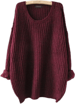 Bering Strait Women’s Casual Unbalanced Crew Neck Knit Sweater Loose Pullovers Cardigans One Size Burgundy