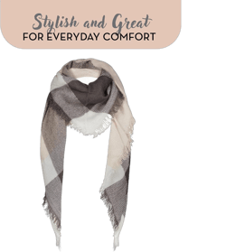 Plaid Blanket Scarf Winter Warm Fall Scarfs for Women, Lightweight Woven Soft Oversized Stylish Tartan Scarves Shawl Wraps Standard Ivory Combo
