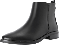 Shoe'N Tale Women's Ankle Boots Classic Flat Low Heel Pointed Toe Buckle Slip On Zip Fashion Comfortable Booties