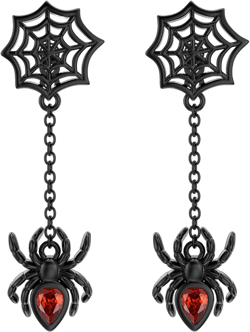 Spider Earring Sterling Silver Spider Web Stud Earrings Black Gothic Earrings Spider Halloween Jewelry Gifts for Women