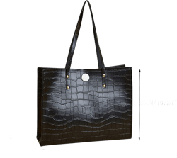 Tote Bag For Women Artificial Leather Solid Color Stone Pattern Phone Bag Shoulder Bag Hand Bag For Shopping Travel W Black One Size