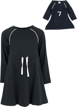 Leveret Kids & Toddler Uniform Matching Doll & Girls Cotton Waistband Tie-Belt Dress Variety of Styles (Size 2-14 Years) 3T Navy