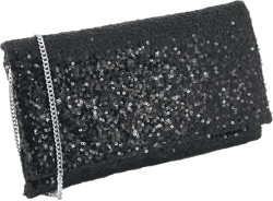 LONI Womens Sparkly Sequin Party Evening Clutch Shoulder Bag Medium Black