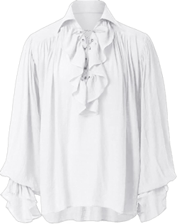 Fall Mens Halloween Costumes Pirate Shirt Adult Renaissance Steampunk Gothic Shirts Medieval Victorian Long Sleeve Ruffled Lace Up Punk Viking Tunic Clothes Outfit White XXS ZL5800