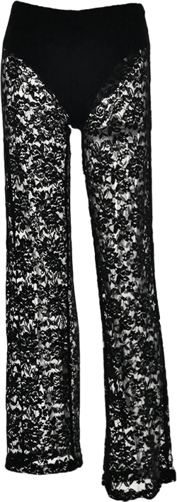 Women Clothing Lace Pant 2024 Summer New Female Sexy Club Hollow Out White Black High Waist Long Trousers Fashion Streetwear