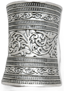 TFJ Women Fashion Jewelry Silver Metal Long Cuff Bracelet Wide Band Filigree Wonder Flowers