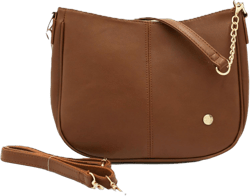 Modern+Chic Crossbody Bags for Women - Marissa Saddle Crossbody, Vegan Leather Shoulder or Handbag with Two Adjustable Straps Russet Brown