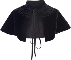 Velvet Cape Short Lace Shawl Lolita Cloak for Women Girls Dress Black