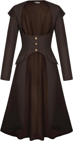 Scarlet Darkness Renaissance Costume Women Trench Coats Underbust Victorian Steampunk Jacket Pirate Long Jackets Dark Brown 12