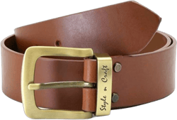 Style N Craft Belt, Full-Grain Leather Belt with Metal Buckle in Matte Gold Satin Finish, Leather Belt for Men and Women M : 34"- 38" (measure waist over clothes) Tan