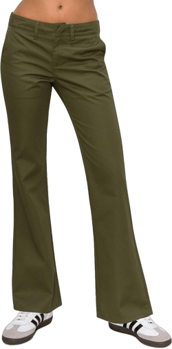 KHAKI & BLUE Women's Work Pants – Low Rise Flared Leg Bootcut Casual Trousers with Pockets 14 Olive