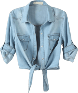 American Trends Women's Denim Shirt 3/4 Sleeve Tie Front Top Knot Chambray Cardigan Button Shirt Jean Crop Top Jacket Medium Light Blue