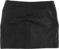 Avec Les Filles Womens Faux Leather Zipper Mini Skirt, Black, 8