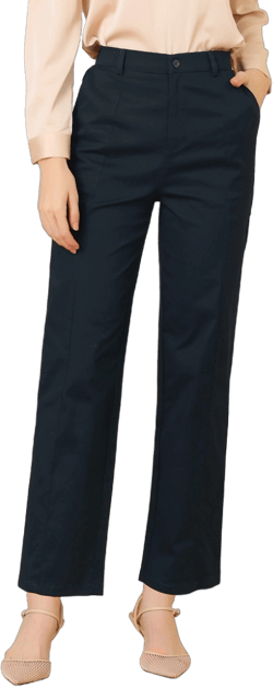 Allegra K Women's Office Trousers High Waist Straight Leg Bootcut Work Pants Black Blue X Small